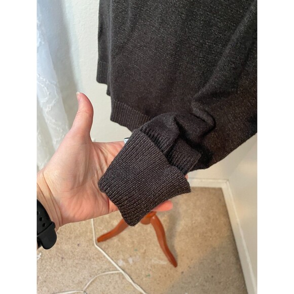 Womens Dark Gray Button Shoulder Knit Sweater Size M Neutral Minimal Casual Soft - Picture 5 of 8